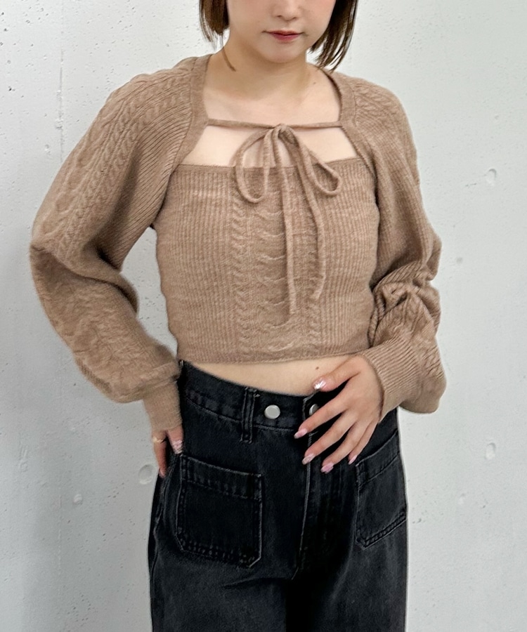 ケーブルニットボレロアンサンブル(M GRAY): トップス｜PMbox P&M