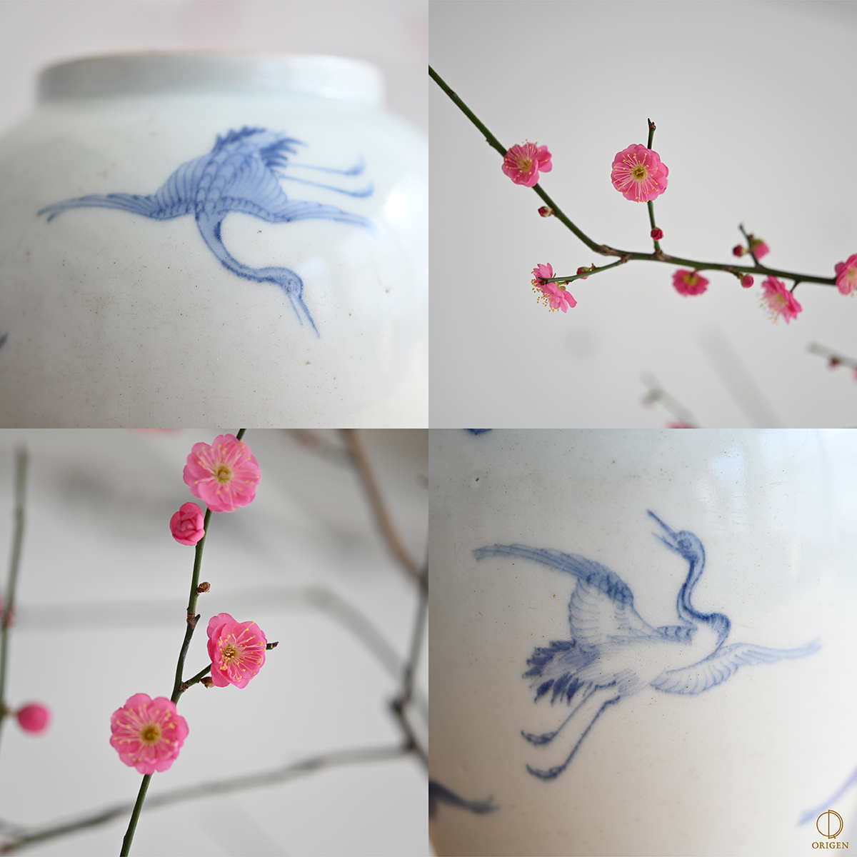 今日の一品『平戸焼 染付郡鶴文 沈香壺』｜骨董品買取｜大阪市阿倍野区