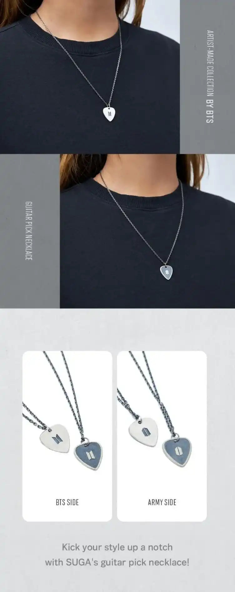 Buy Suga Black Note & Guitar Pick Necklace [BTS Artist-Made