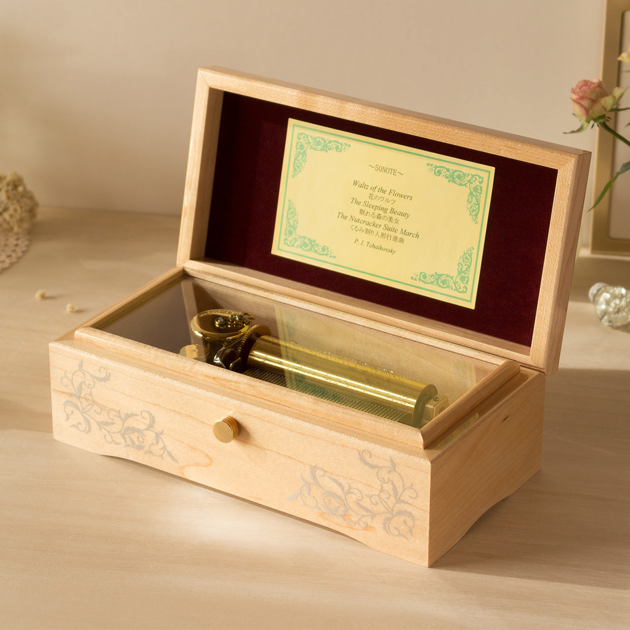 曲が選べる・誕生日に人気】50弁 鏡面仕上げ メープル｜高級仕上げ