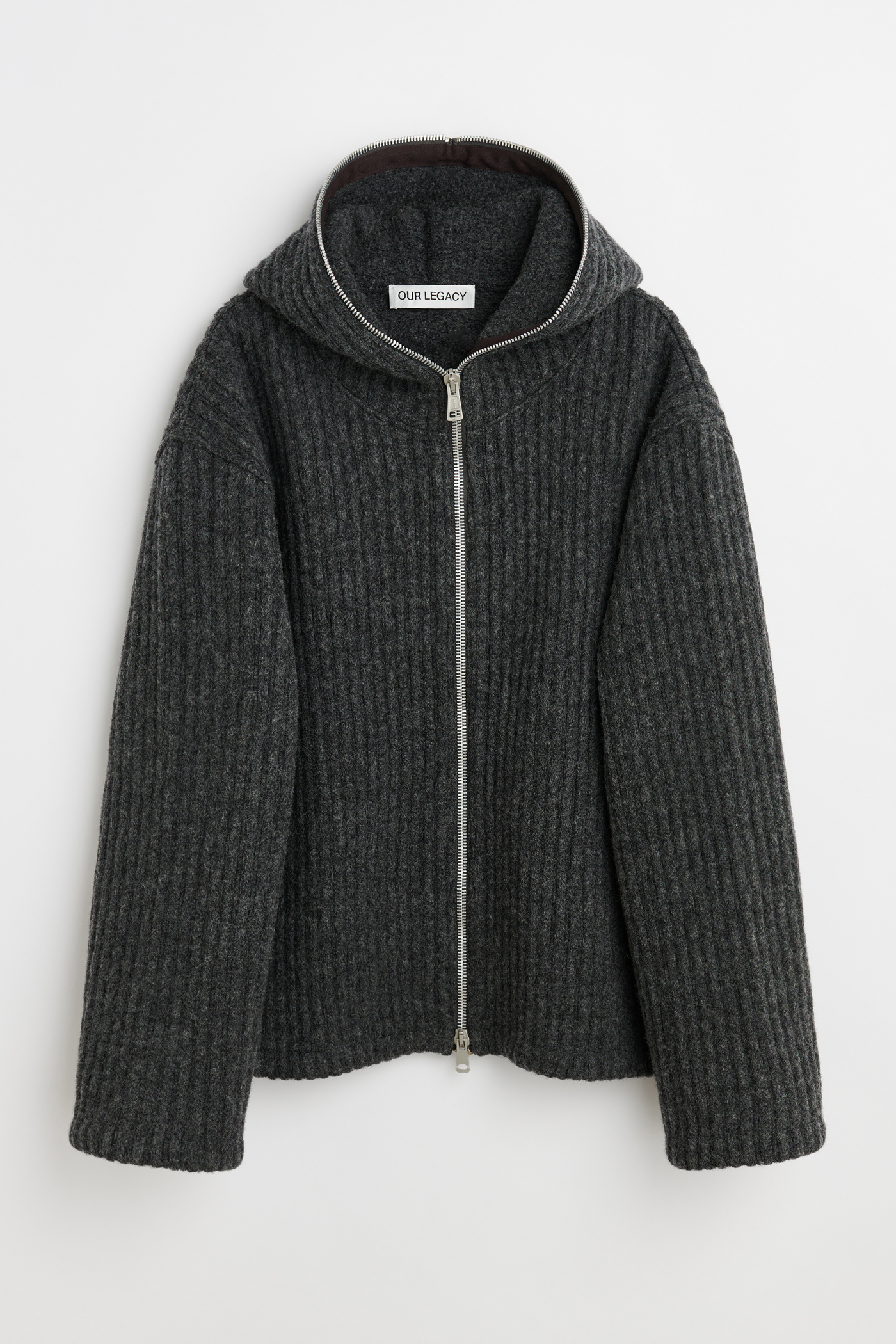 Our Legacy - Full Zip Hood Antracite Mega Rib Wool