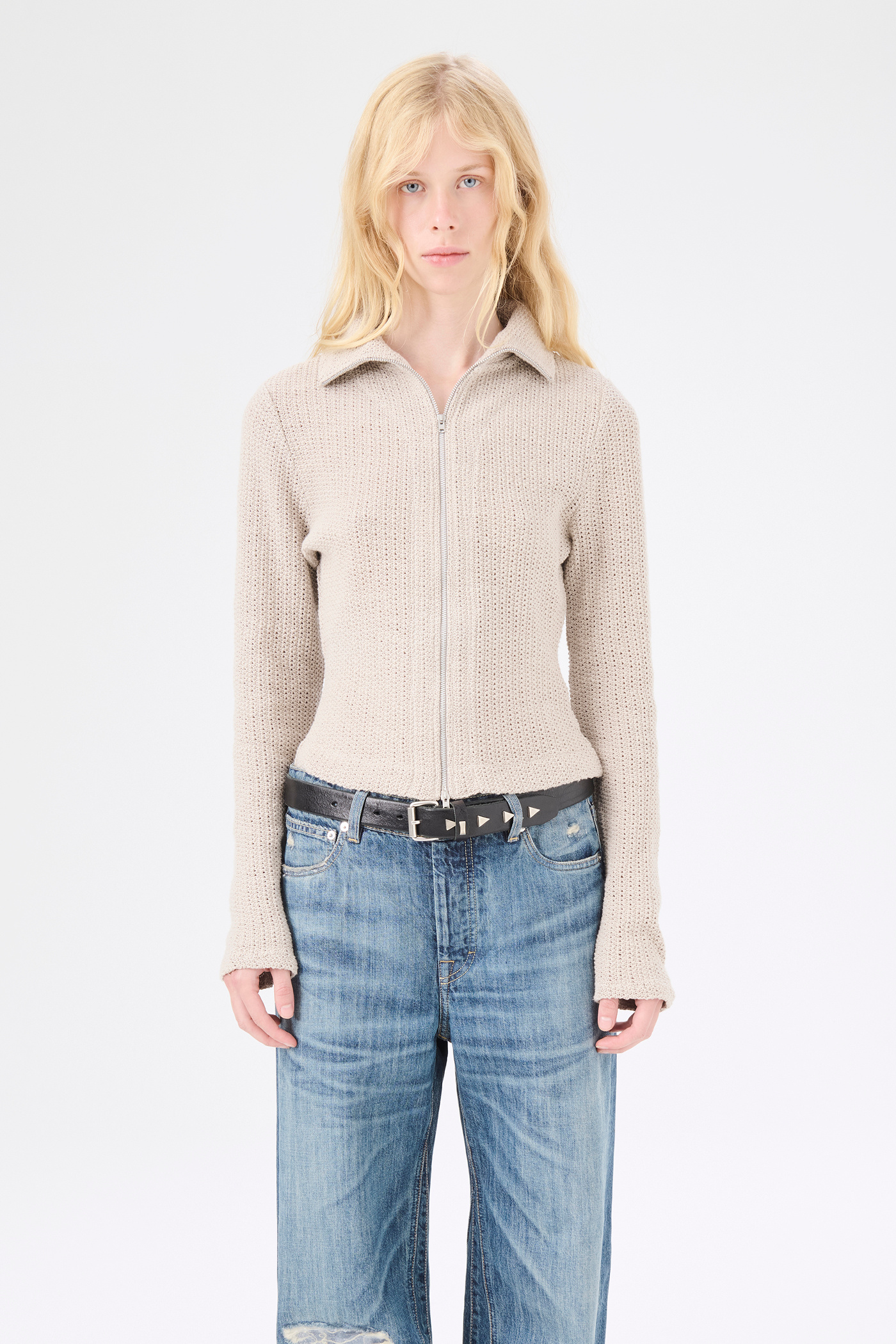 Our Legacy - Slim Zip Longsleeve Musk Dusk Rope Weave