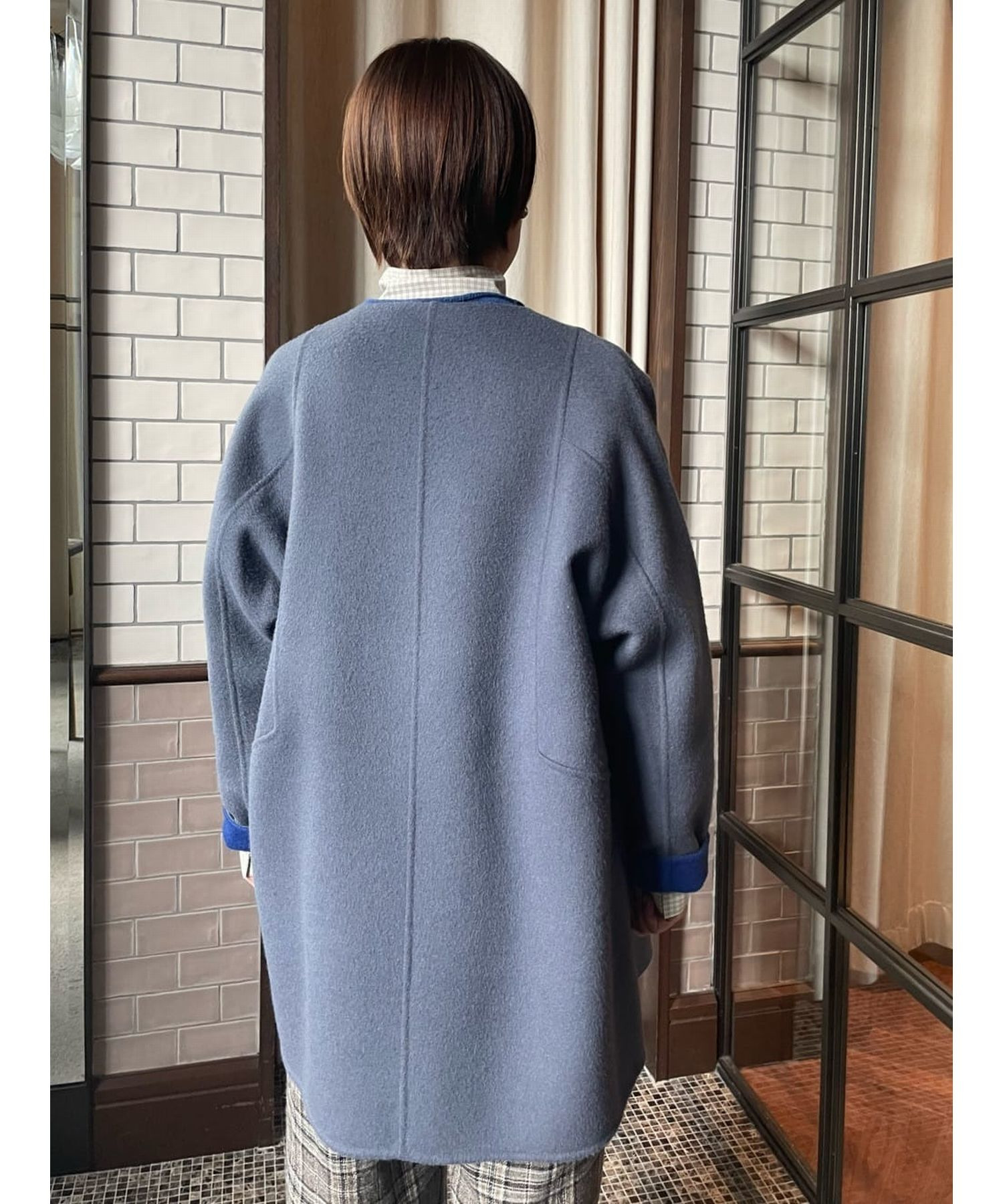 リバーシブル】カシミヤ混ダブルフェイスドルマンスリーブコート