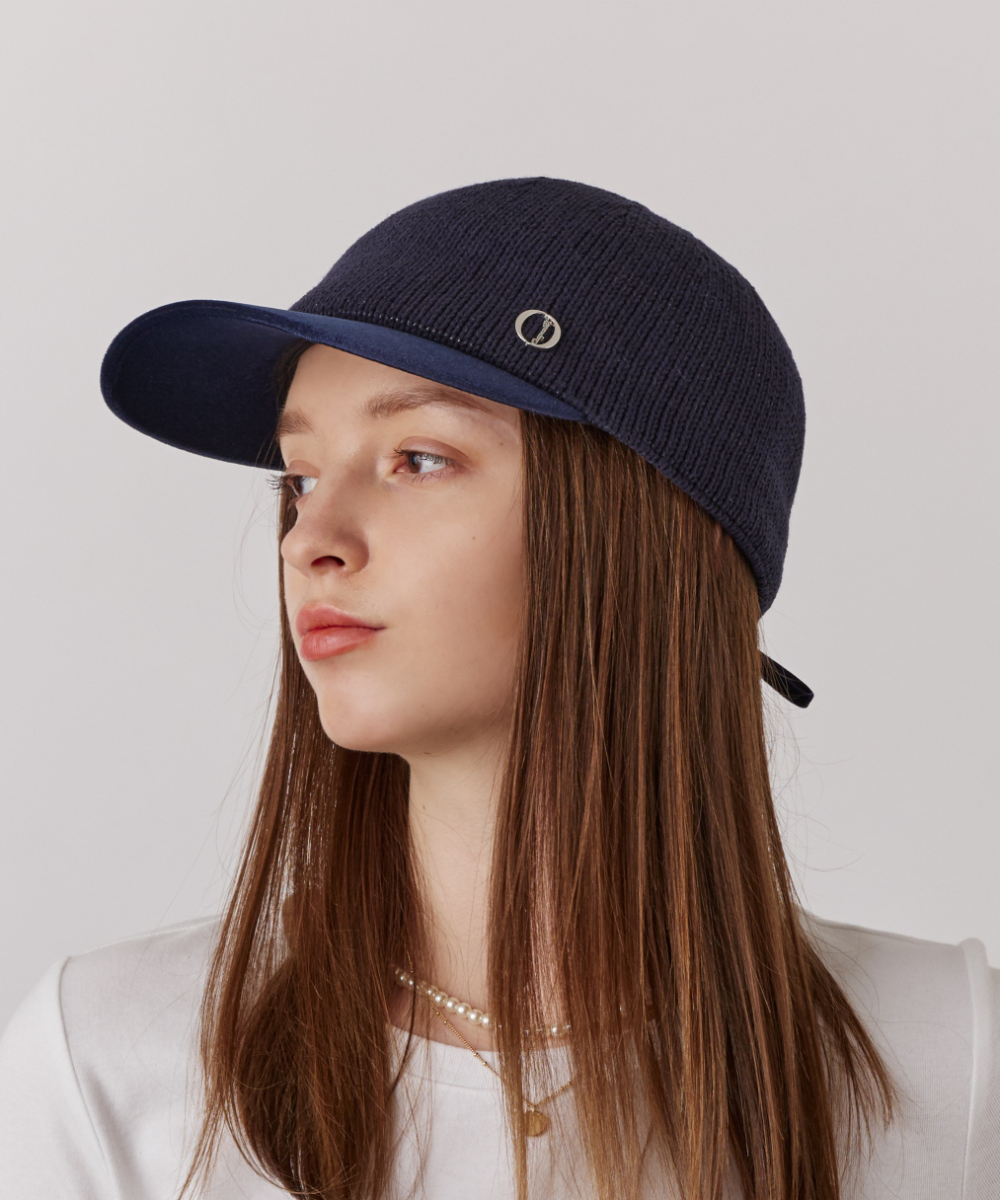 Chapeau d' O TM Knit x Velour Cap | 57.5cm(75) NAVY (71) | Chapeau