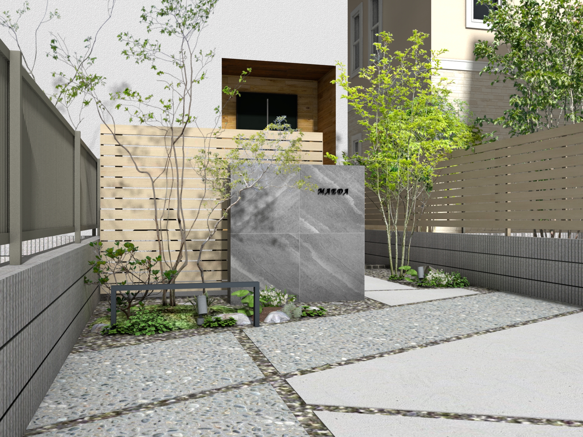 門まわり（門柱・門袖） タイル壁プラン8-ジャパンディ｜ST8-JD