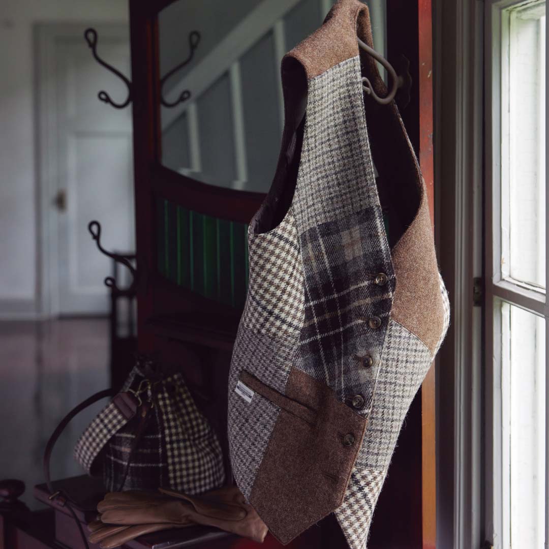 ツイードのパッチワークベスト ｜ PAPAS COMPANY｜パパス
