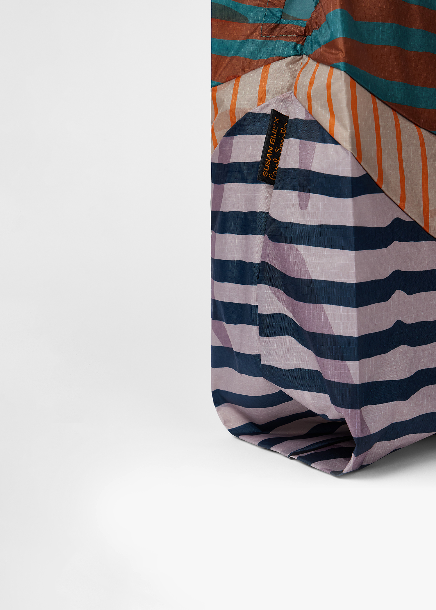 Susan Bijl x Paul Smith - Teal Mixed-Stripe The New Shopping Bag
