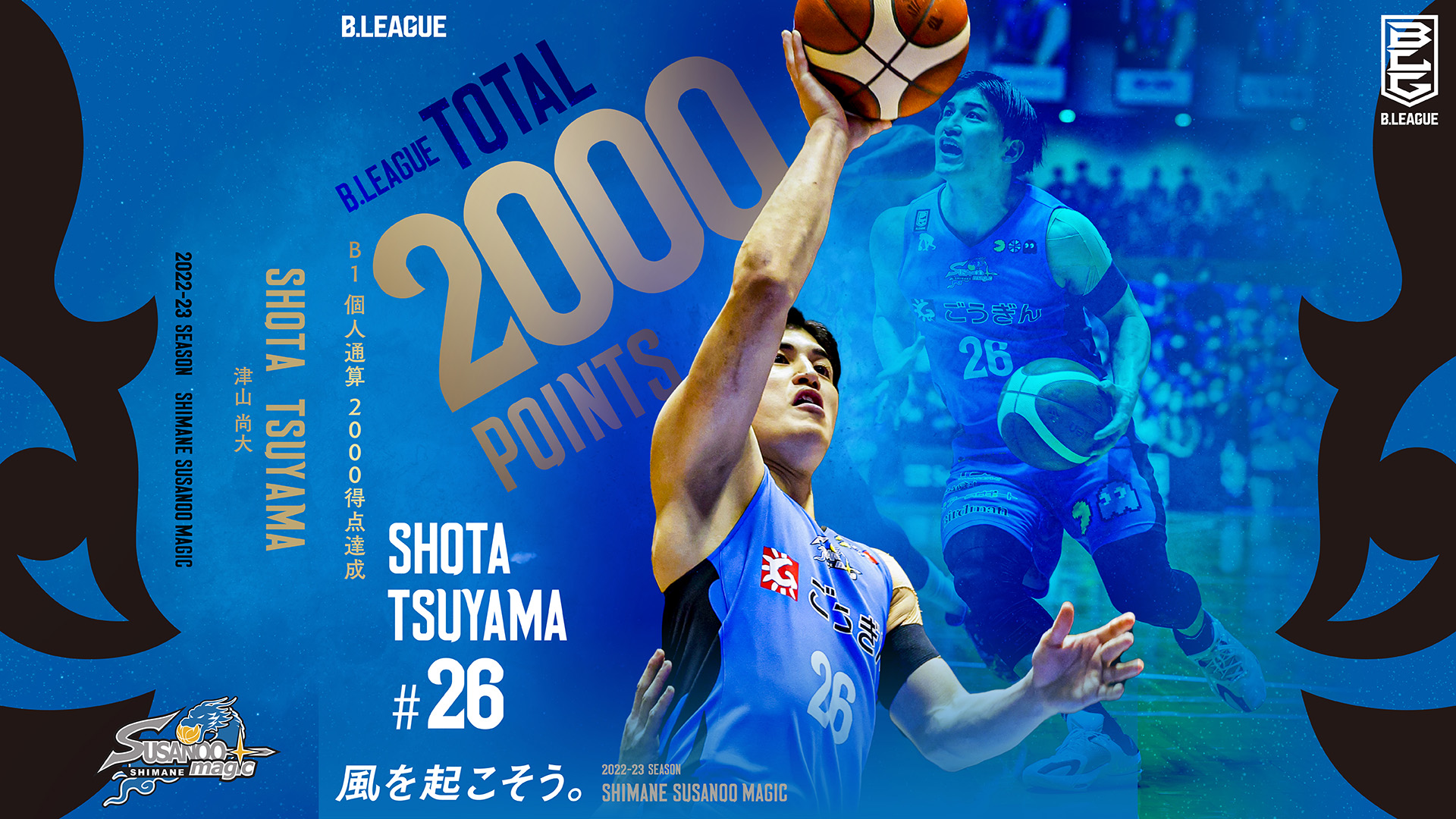 島根スサノオマジック 安藤誓哉 のぼりセット 島根スサノオマジック