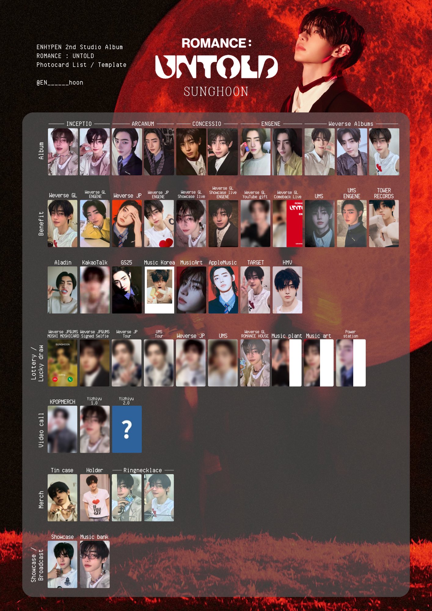 enhypen ソンフン トレカ ブックマーク まとめ売り ENHYPEN ソンフン