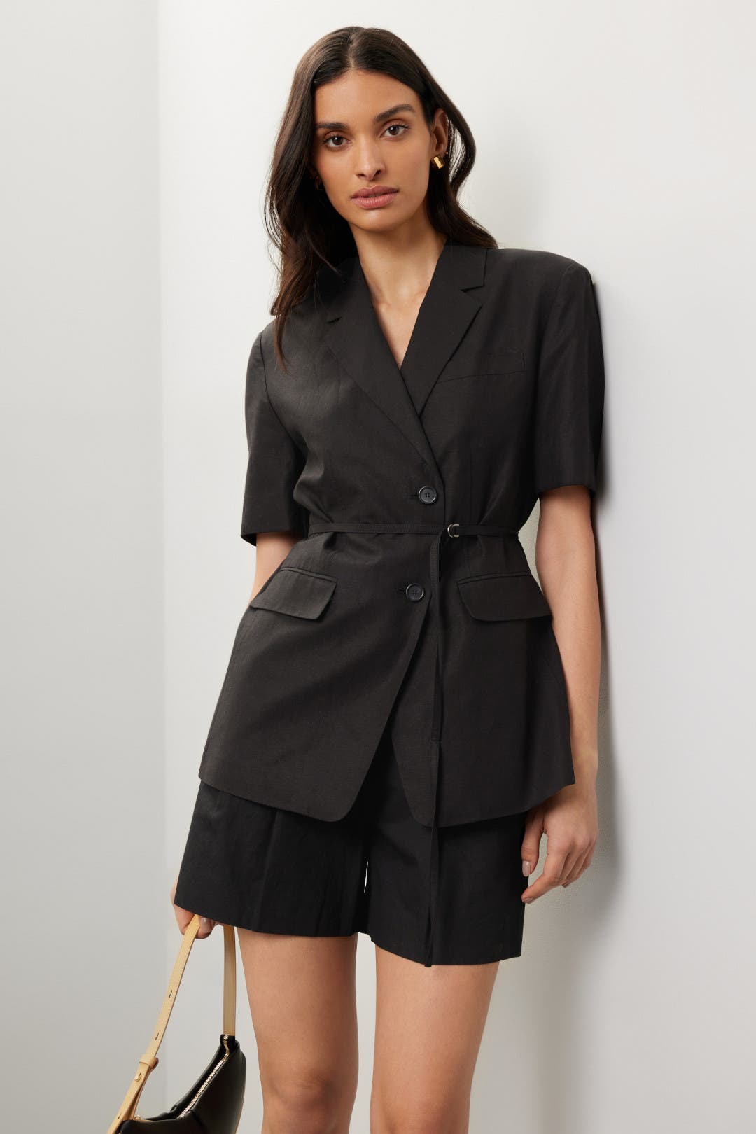 Half Sleeve Belted Linen Jacket by DUNST | Rent the Runway
