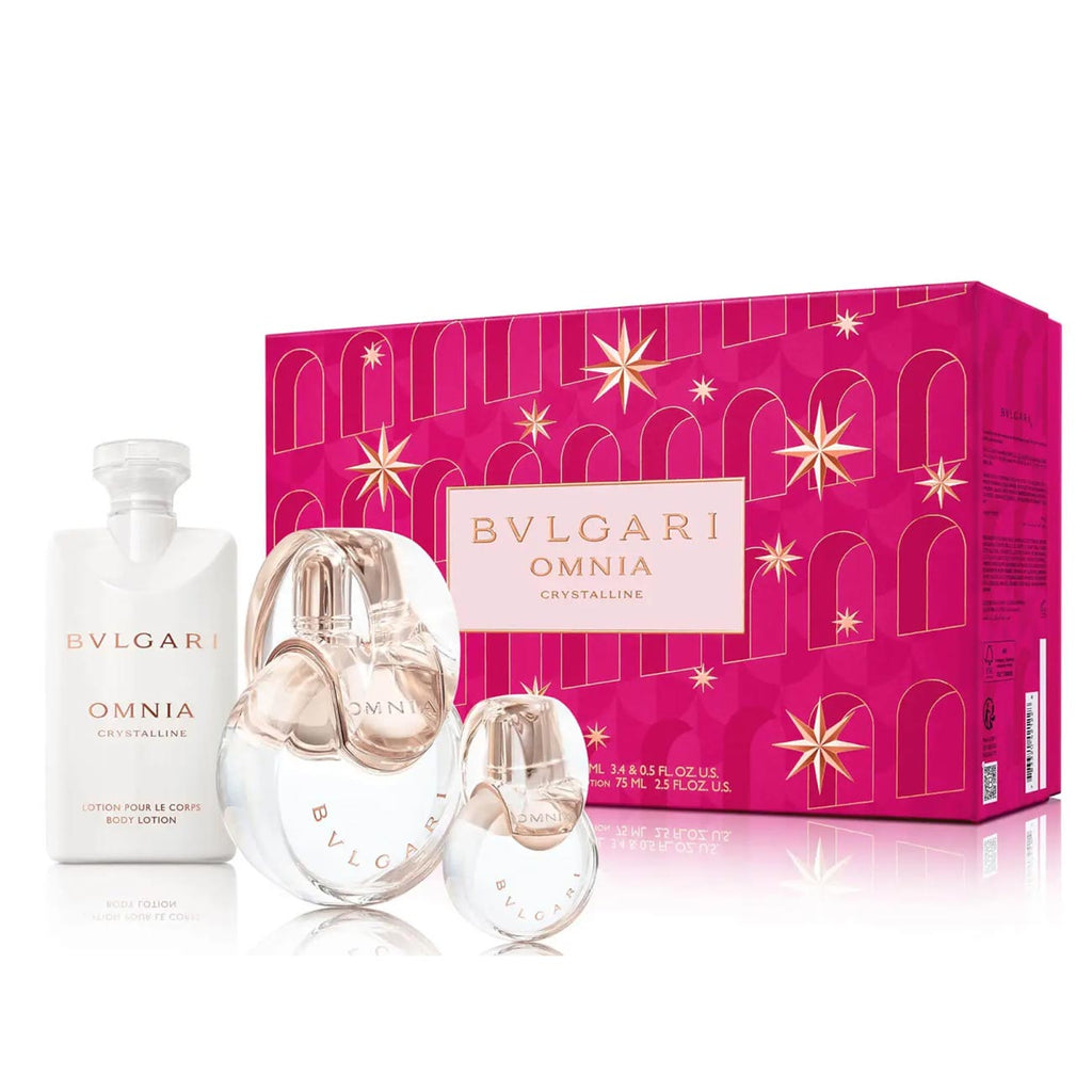 Bvlgari Omnia Crystalline Eau De Toilette 3 Piece Gift Set for