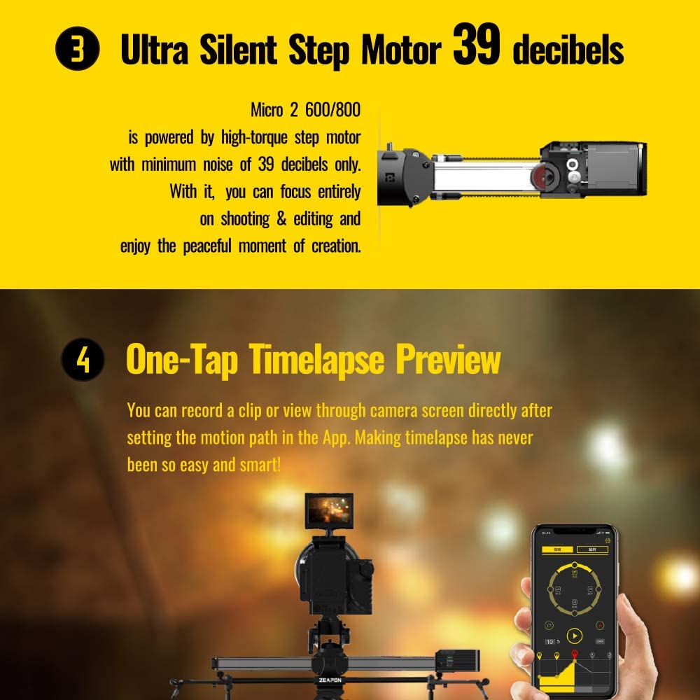 Zeapon Micro 2 E600 電動スライダー ベアリング付き 2倍の可動距離