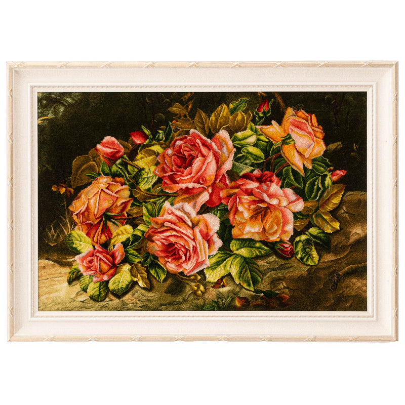 ペルシャ手織り絨毯 ウール＆シルク ピクチャー タブリーズ 額縁52