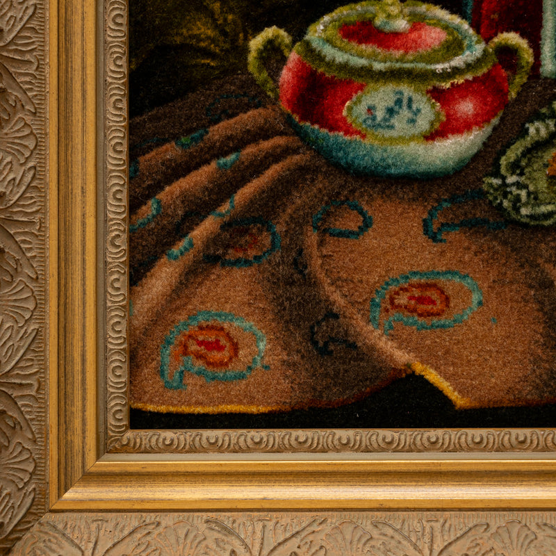 ペルシャ手織り絨毯 ウール＆シルク ピクチャー タブリーズ 額縁49