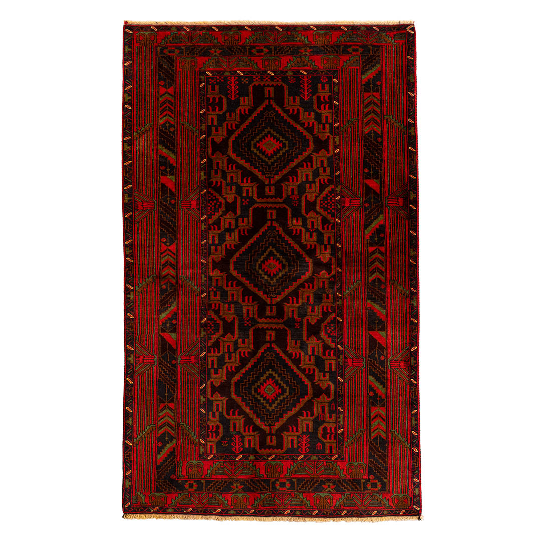 ペルシャ手織り絨毯 ウール ラグ バルーチ 120×196cm OUTLET