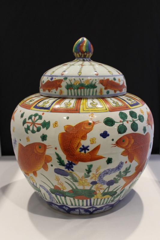 中国古美術✦大明宣徳紋 五彩 魚藻紋 筆洗✦置物・書道品・文房具