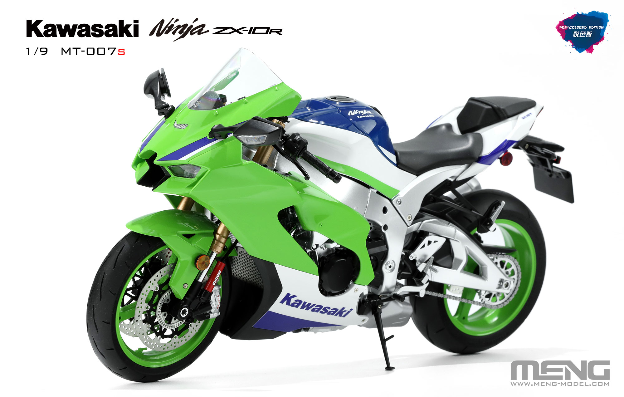 MENG 1/9 MT-007S Kawasaki NINJA ZX-10R Motorcycle &SPS-092 Metal