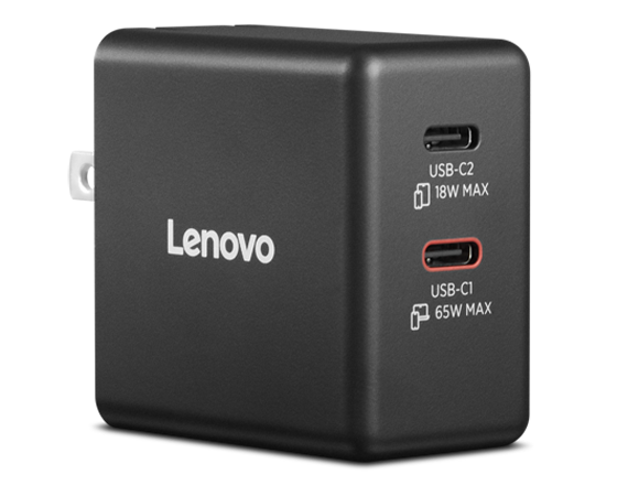 Lenovo 65W デュアルUSB Type-C GaN ACアダプター | 40AW065BUS