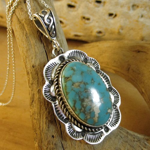 ナバホ族：グリーンターコイズ ペンダント - PINE☆FIELD（パイン