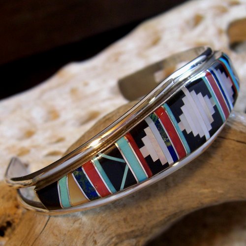 ズニ族：インレイ マルチストーン カフブレスレット - PINE☆FIELD