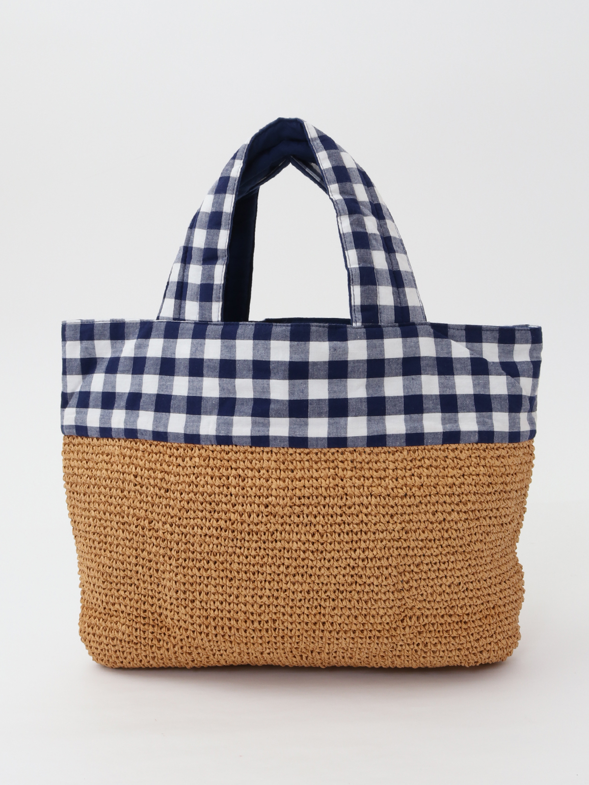 OUTLET】ブロックチェック使いペーパーヤーントートバッグ｜ピンク