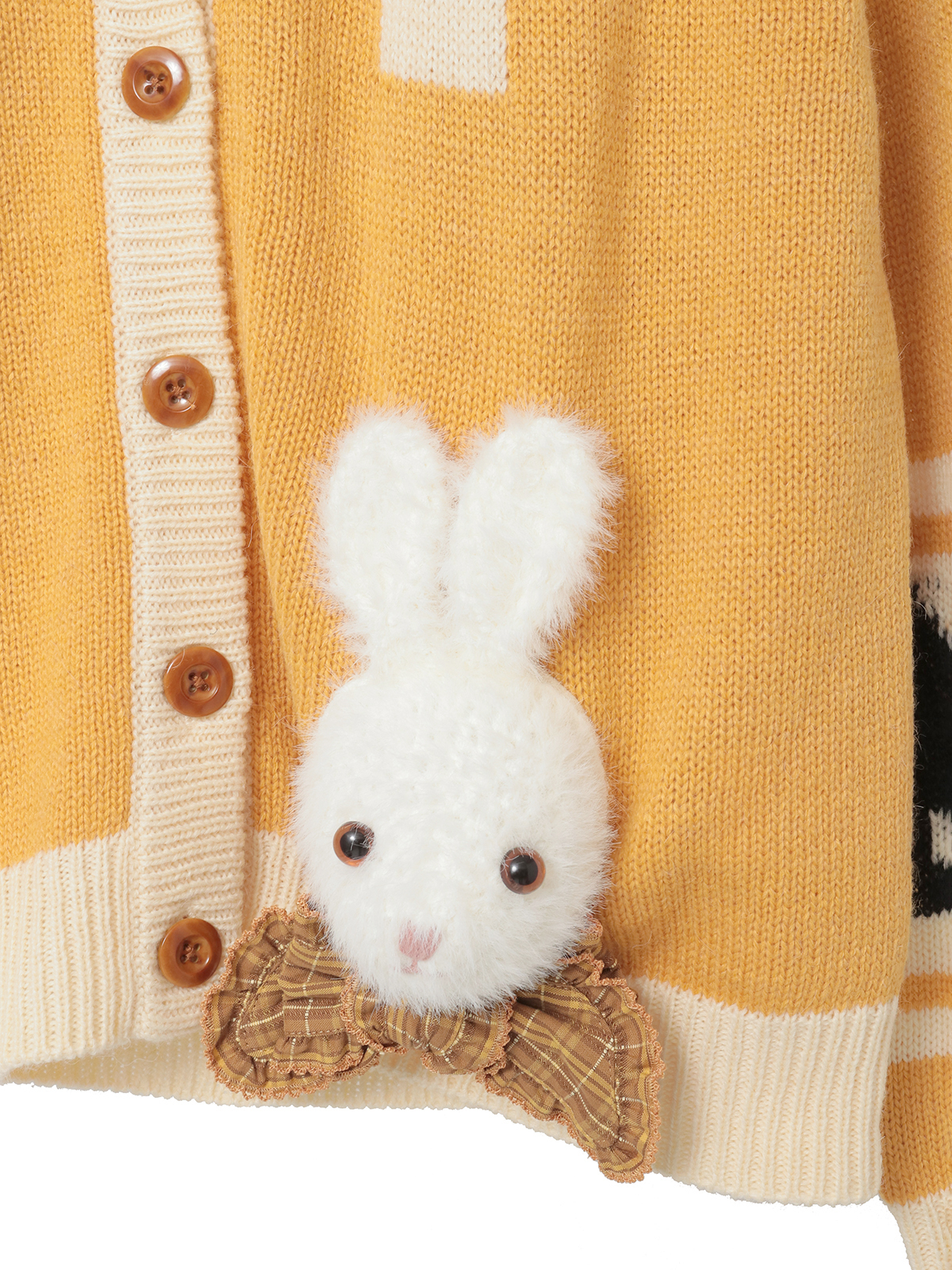 うさぎ顔ぐるみモチーフ付きニットカーディガン｜ピンクハウス