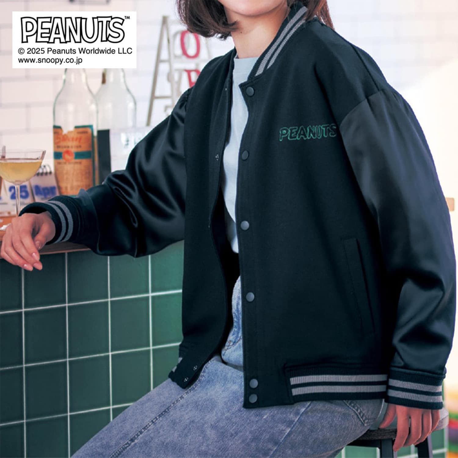 PEANUTS75周年】 刺繍デザインのスタジャン 「スヌーピー」(ピーナッツ
