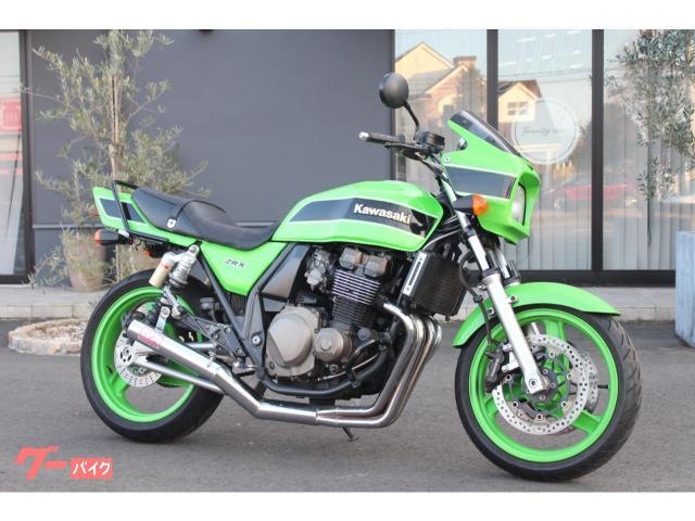 カワサキ ZRX400 ライムグリーン メッキショート管｜オート