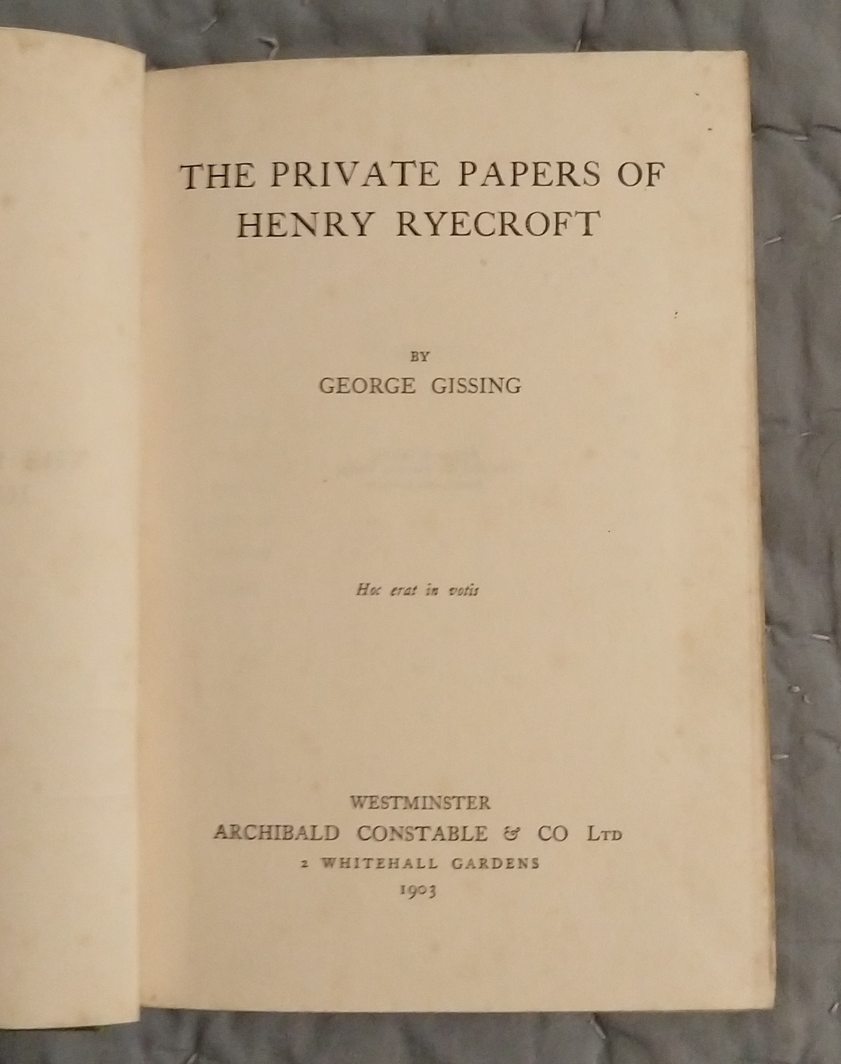 The Private Papers of Henry Ryecroft by George Gissing: vg HC