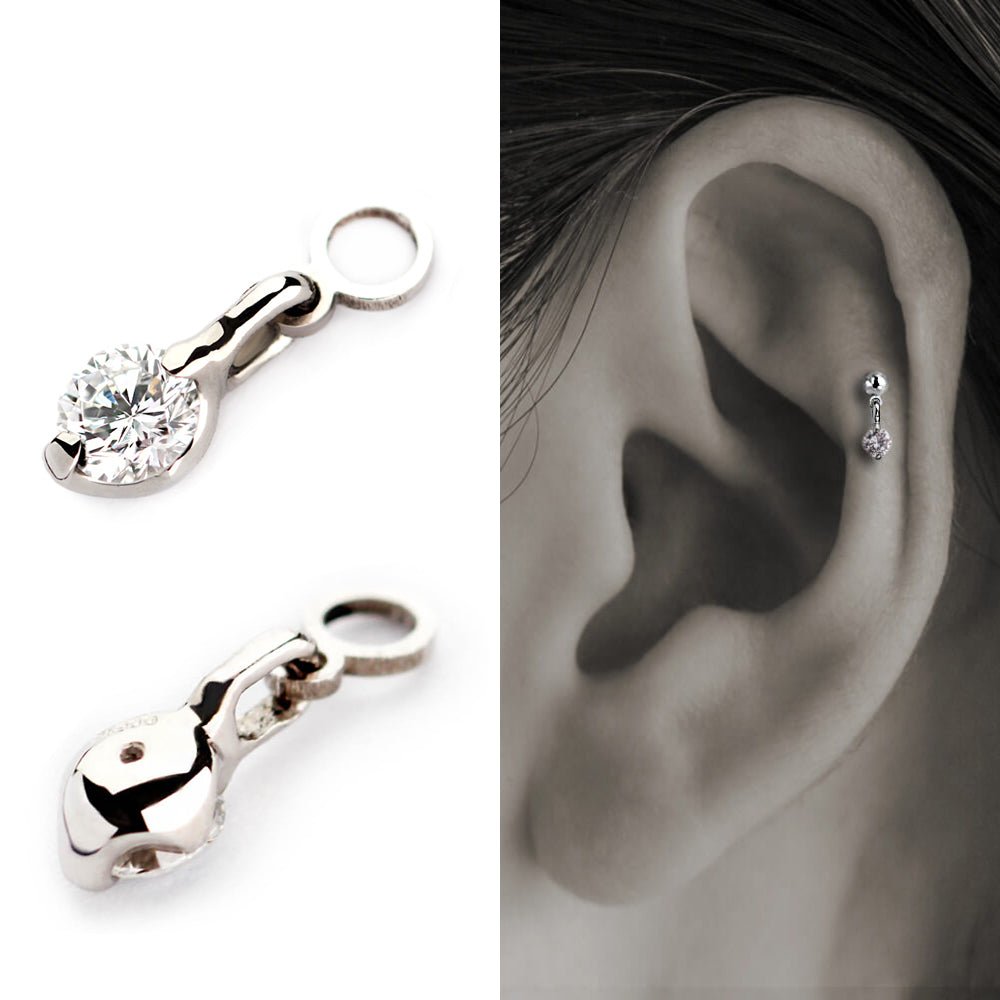 ダイヤモンド ピアスチャーム K18 プラチナ│軟骨ピアス・ボディピアス