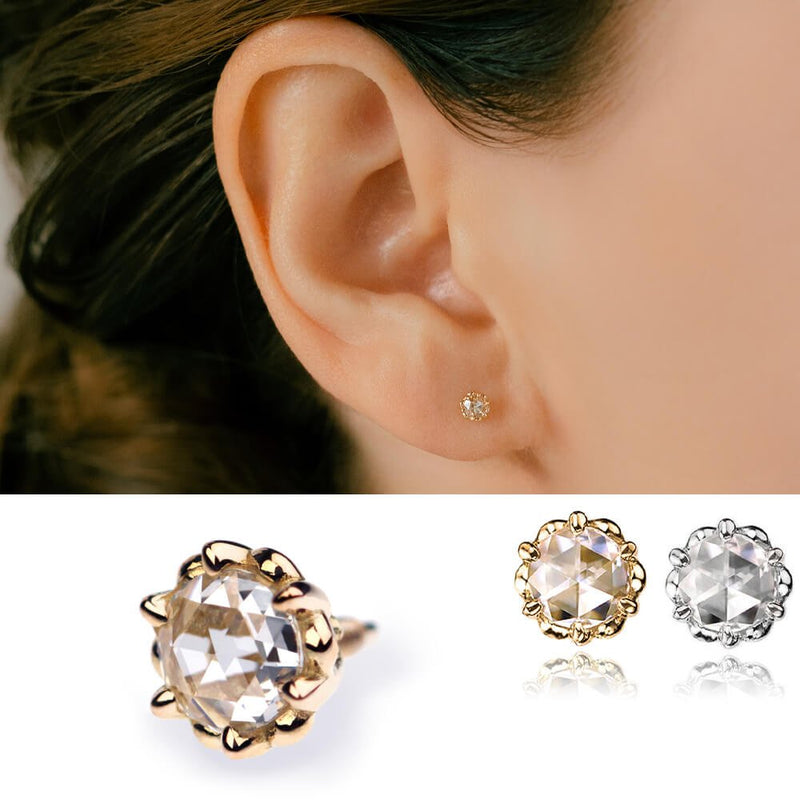 K18 プラチナ ローズカットダイヤモンド 軟骨ピアス・ボディピアス