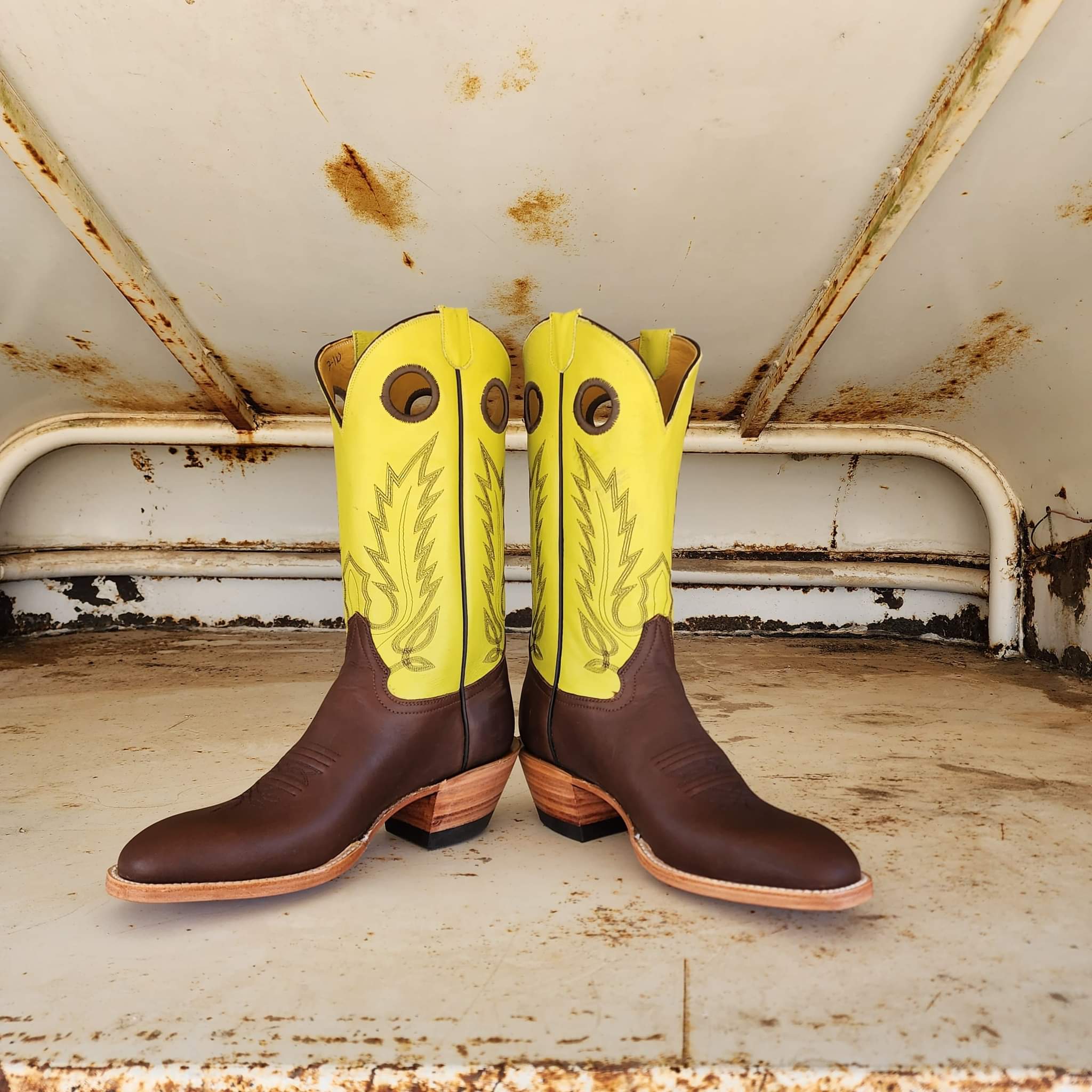 Picosa Creek Boots - Chocolate Mule W/ Yellow or Lime Green