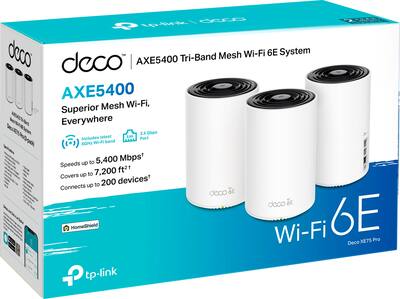 TP Link Deco XE75 Pro AXE5400 Tri Band Wi Fi 6E Whole Home Mesh