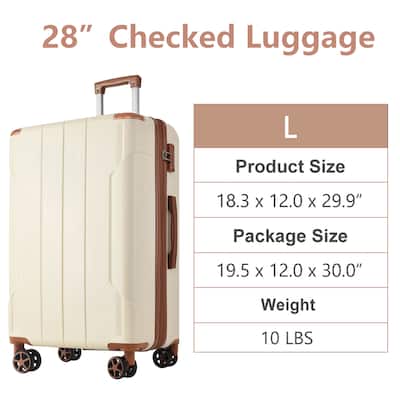 Ecooso Expandable 28 Inch Checked Luggage, Hardshell ABS Suitcase