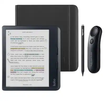 Kobo Libra Colour (Black) eReader with Black Remote & Black Stylus