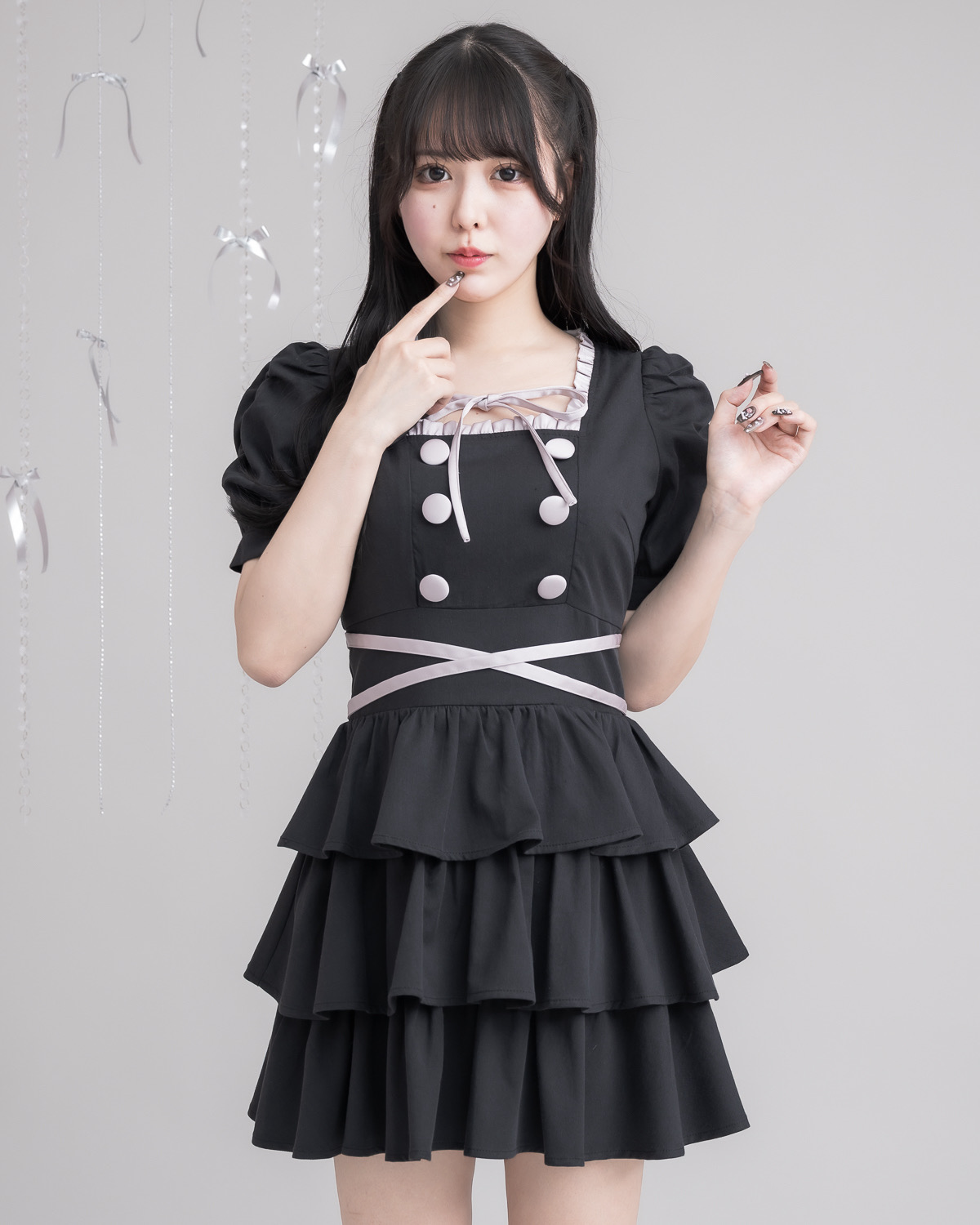 クロスベルト半袖ティアードミニワンピース – pium