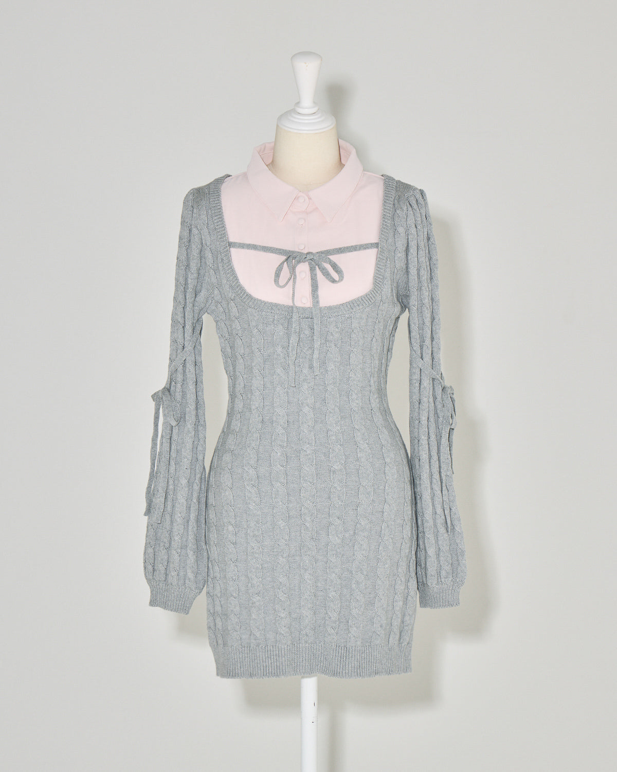 新品 pium レイヤードケーブルニット チャコール レイヤードケーブル