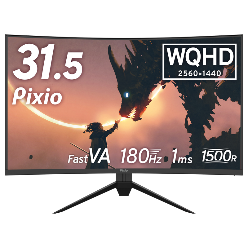PXC328 | 32インチ 180Hz WQHD FastVA 湾曲ゲーミングモニター | Pixio