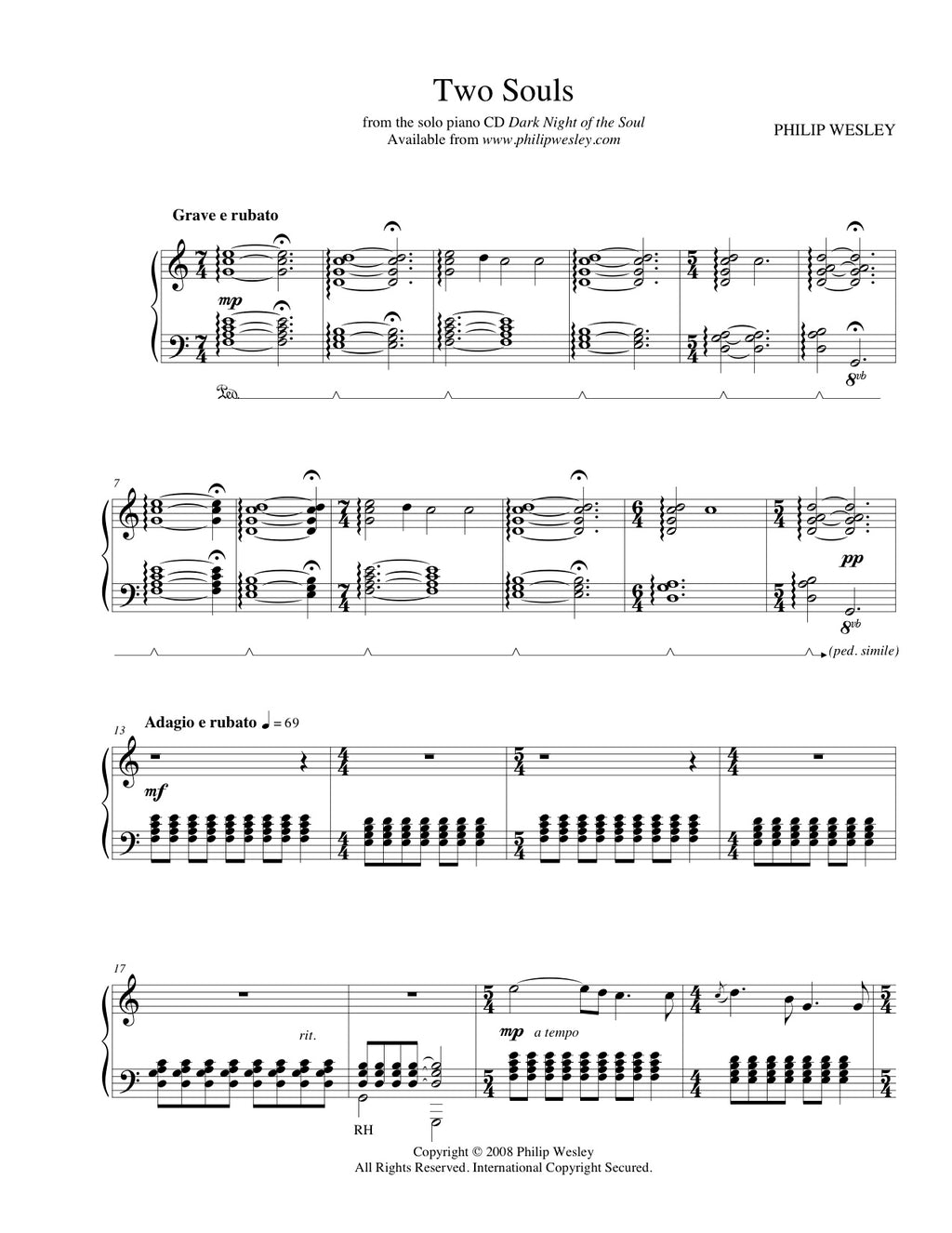 Dark Night of the Soul - Printed Songbook – philipwesley