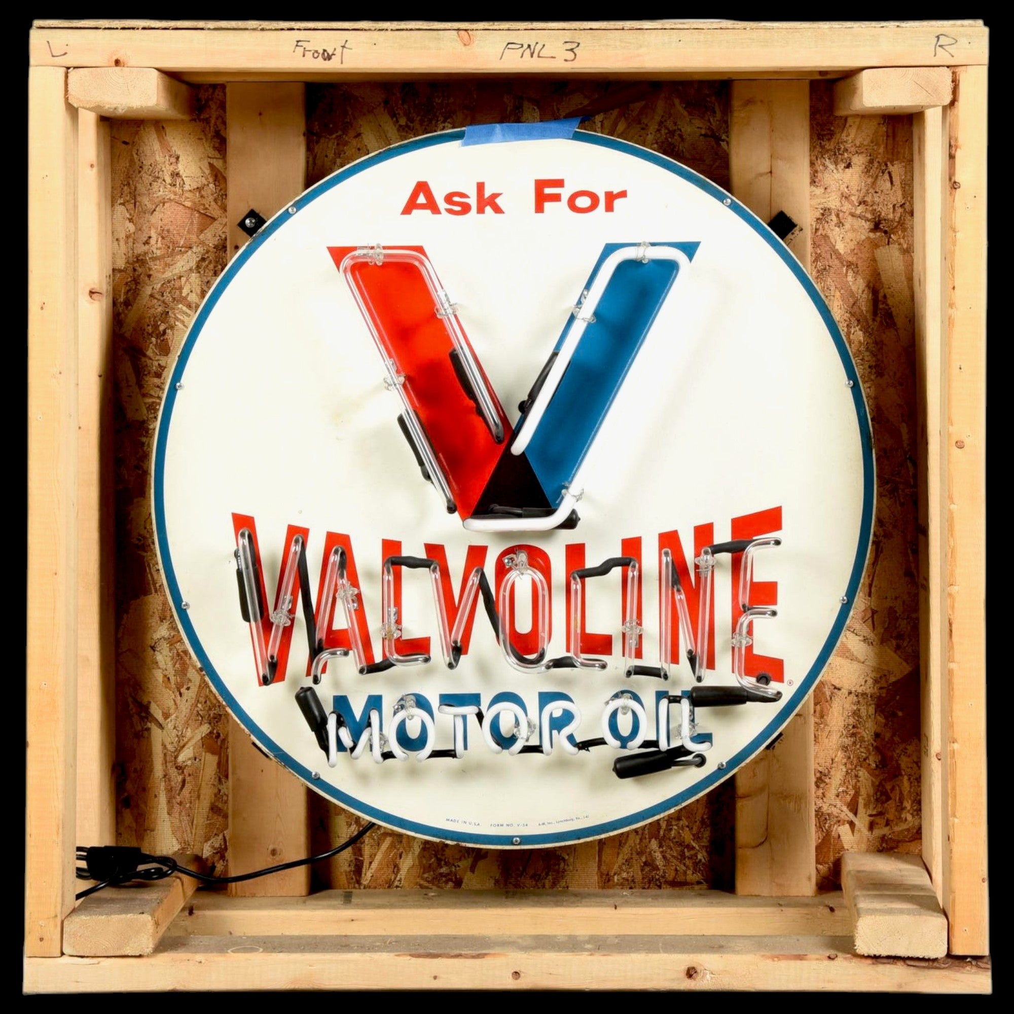Valvoline Motor Oil Neon Porcelain Advertising Sign with Can