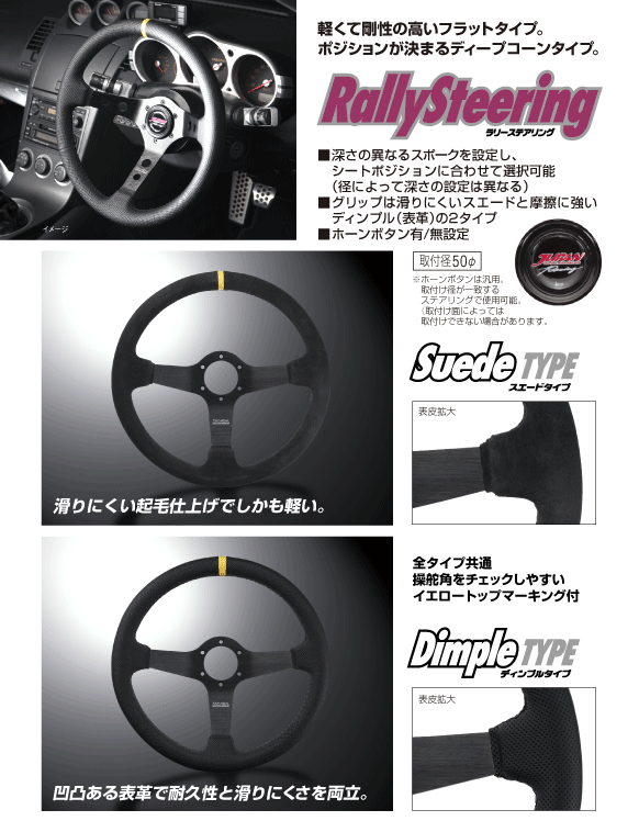 コーンの深さが細かく選べるJURANラリーステアリング | プレイドライブ