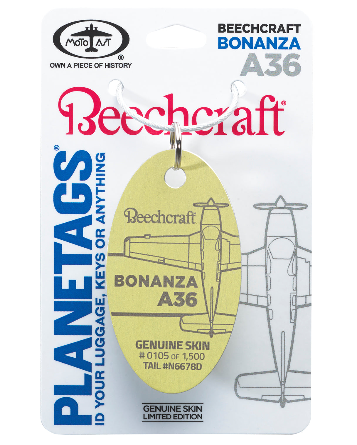 Beechcraft Bonanza A36 - PLANETAGS TAIL #N6678D – MotoArt PlaneTags