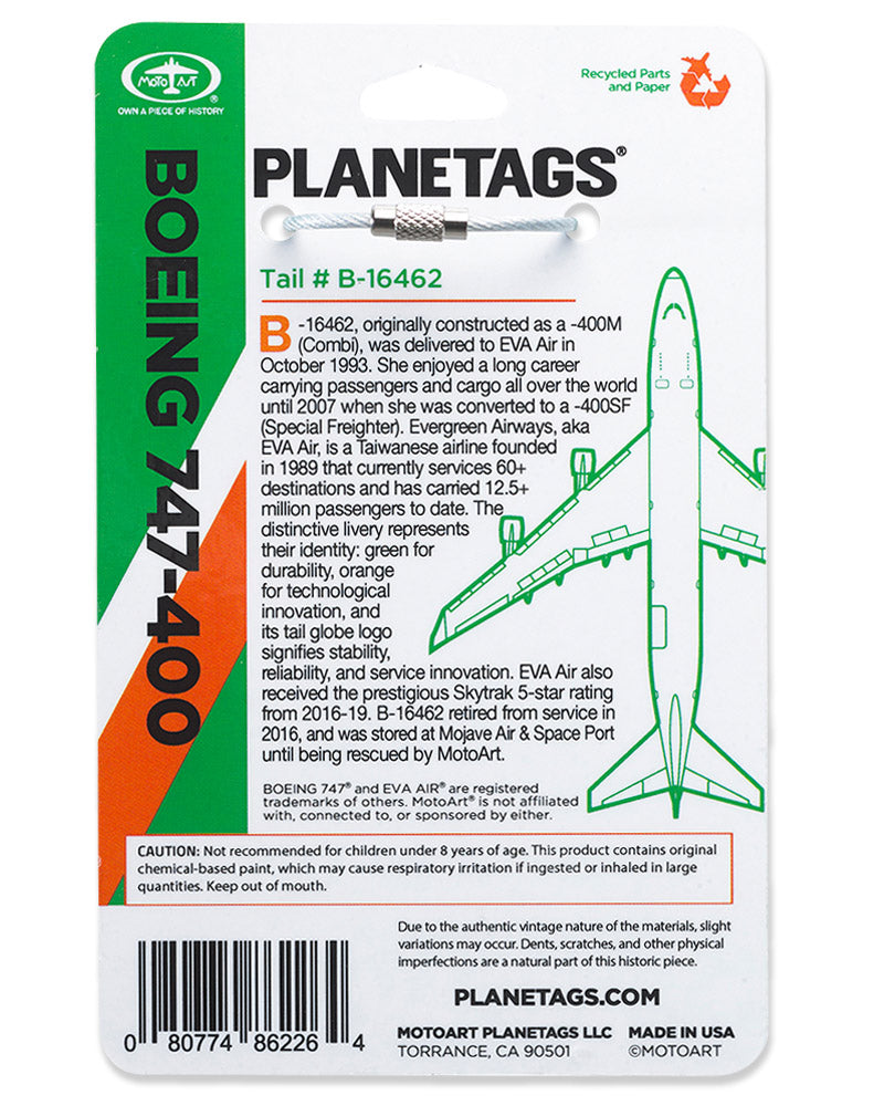 Custom EVA Boeing 747-400 - PLANETAGS TAIL #B-16462 – MotoArt