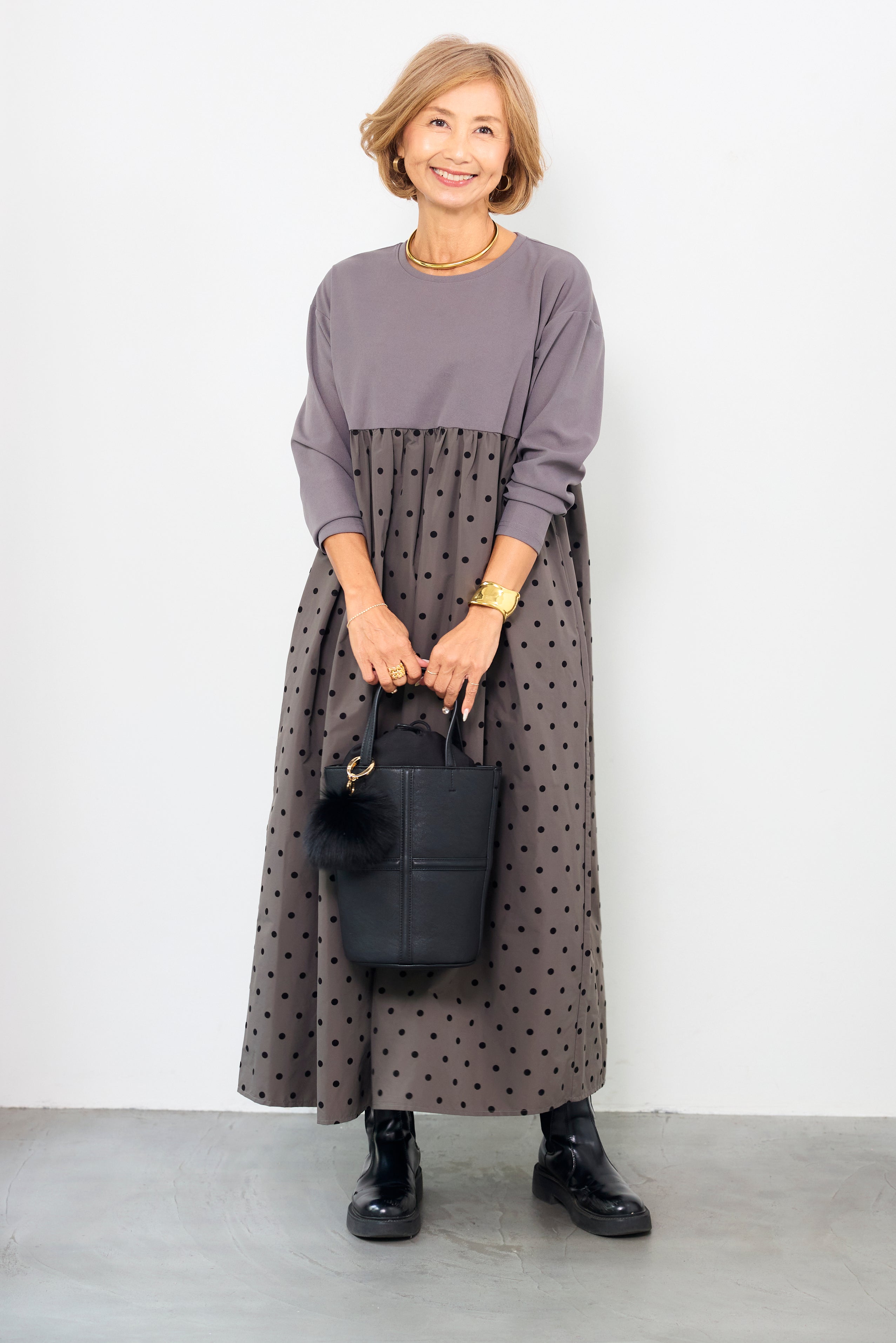 フロッキードット切替ワンピース – plusotoha