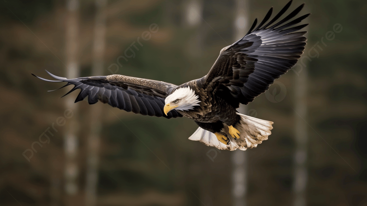 森の中を飛んでいる白頭ワシ 写真 無料ダウンロードのための画像 - Pngtree