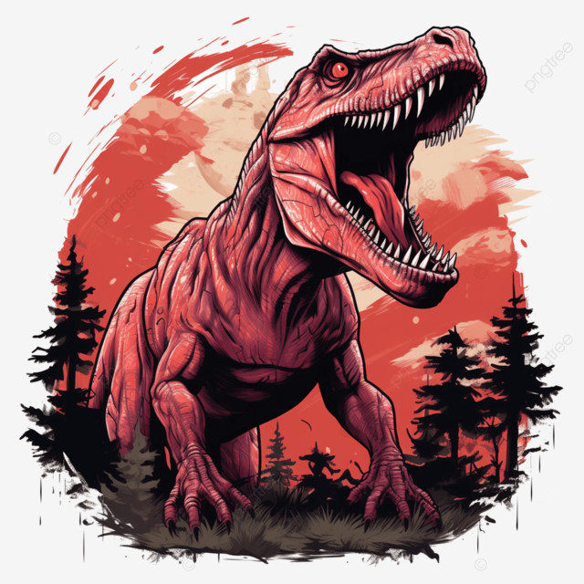 イラスト原画 獲物を狙うティラノサウルス 「暴君」 イラスト原画 獲物