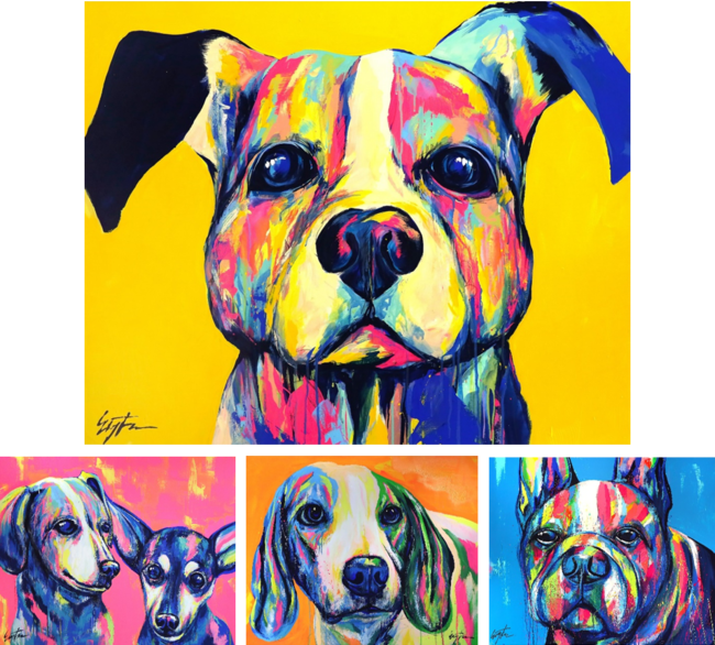 大切な家族の愛犬を世界で一枚だけの現代アートに!東京やN.Y.で活躍中