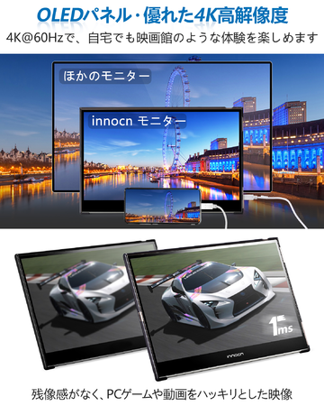 Innocn――4K ·有機EL・バッテリー内蔵型モバイルモニター】18%割引で