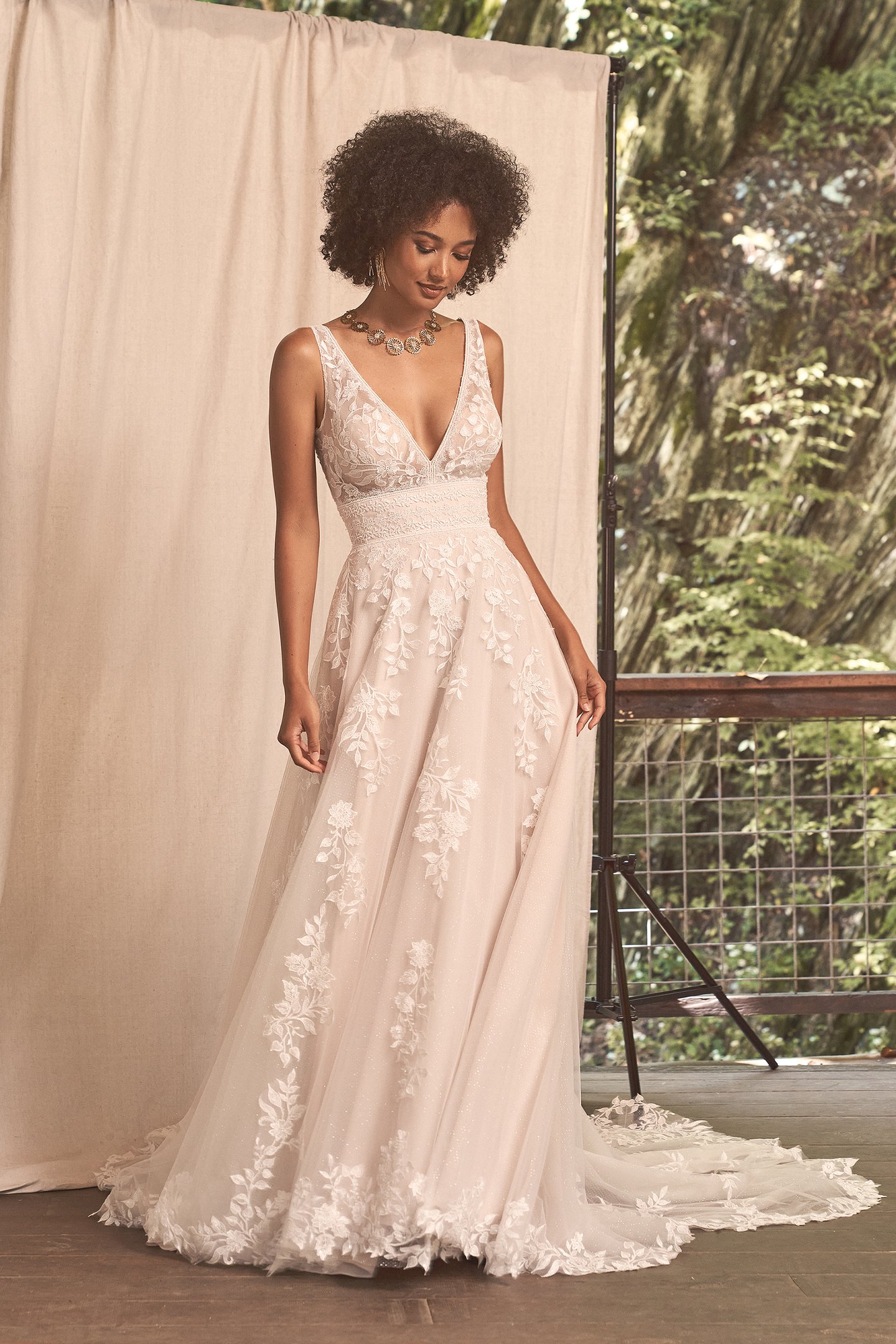 66291: Sparkle Tulle A-line Bridal Dress with Sequined Lace