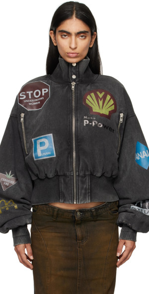 Mowalola - Gray Crash Bomber Jacket